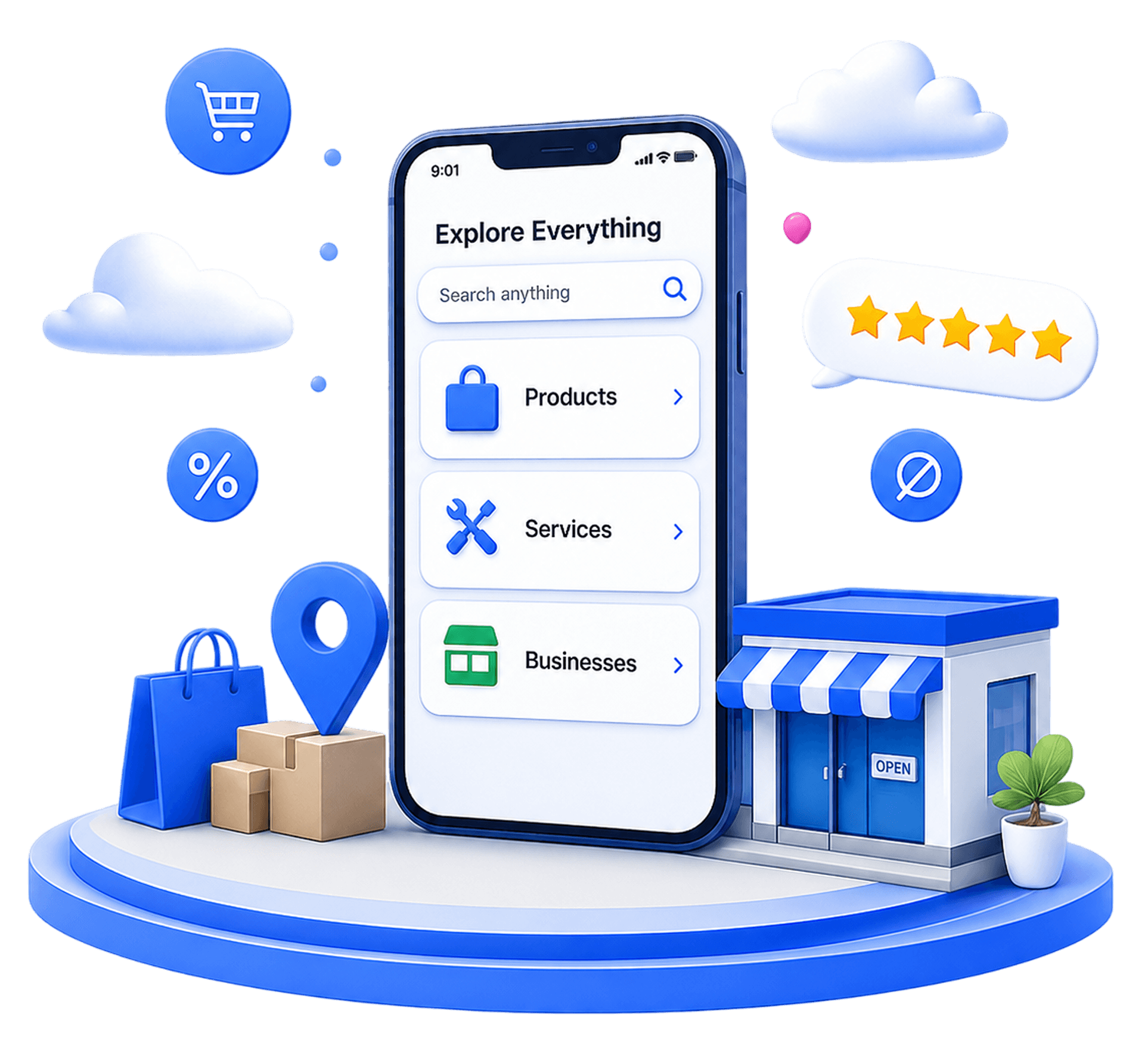 Explore products, services, and businesses